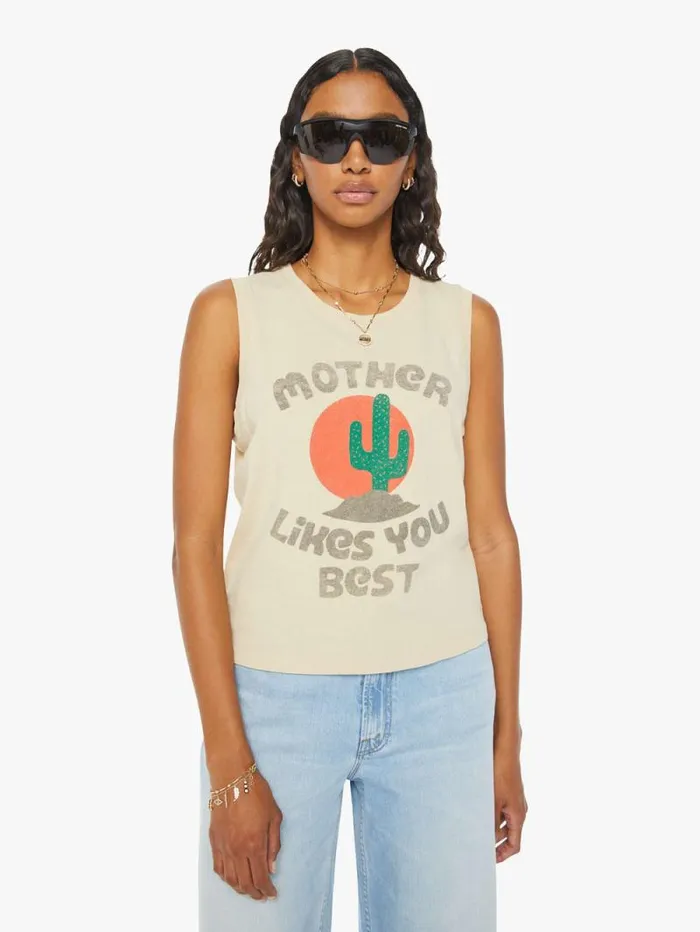 Women Tees Tanks Mother Denim The Strong And Silent Type Beige khaki