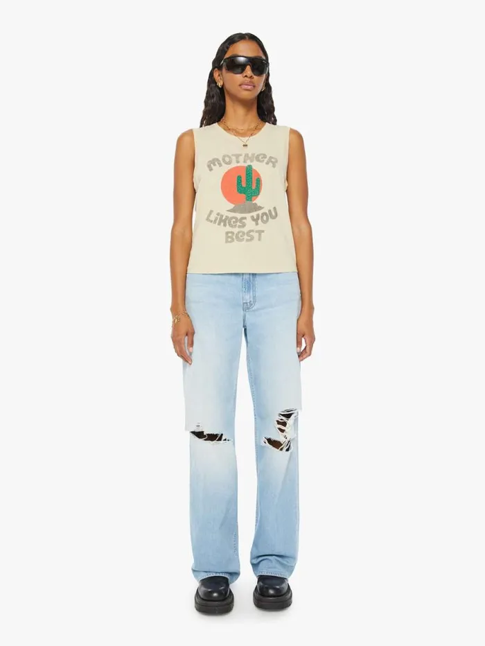 Women Tees Tanks Mother Denim The Strong And Silent Type Beige khaki