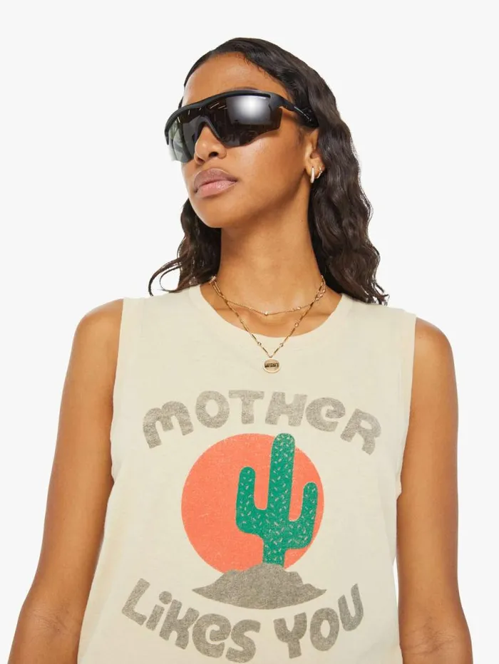 Women Tees Tanks Mother Denim The Strong And Silent Type Beige khaki