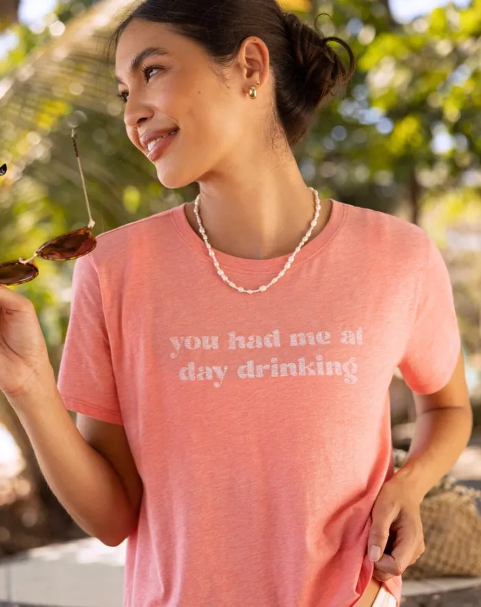 Women Tees TravisMathew DANCING LIGHT GRAPHIC TEE Heather Shell Pink