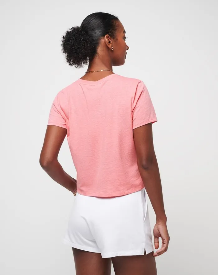 Women Tees TravisMathew DANCING LIGHT GRAPHIC TEE Heather Shell Pink