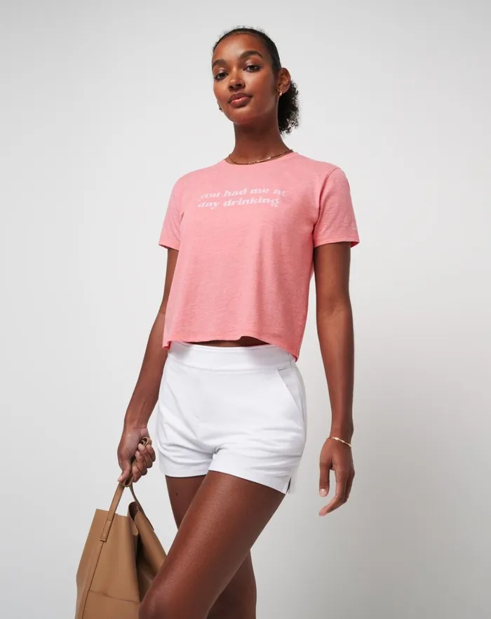 Women Tees TravisMathew DANCING LIGHT GRAPHIC TEE Heather Shell Pink