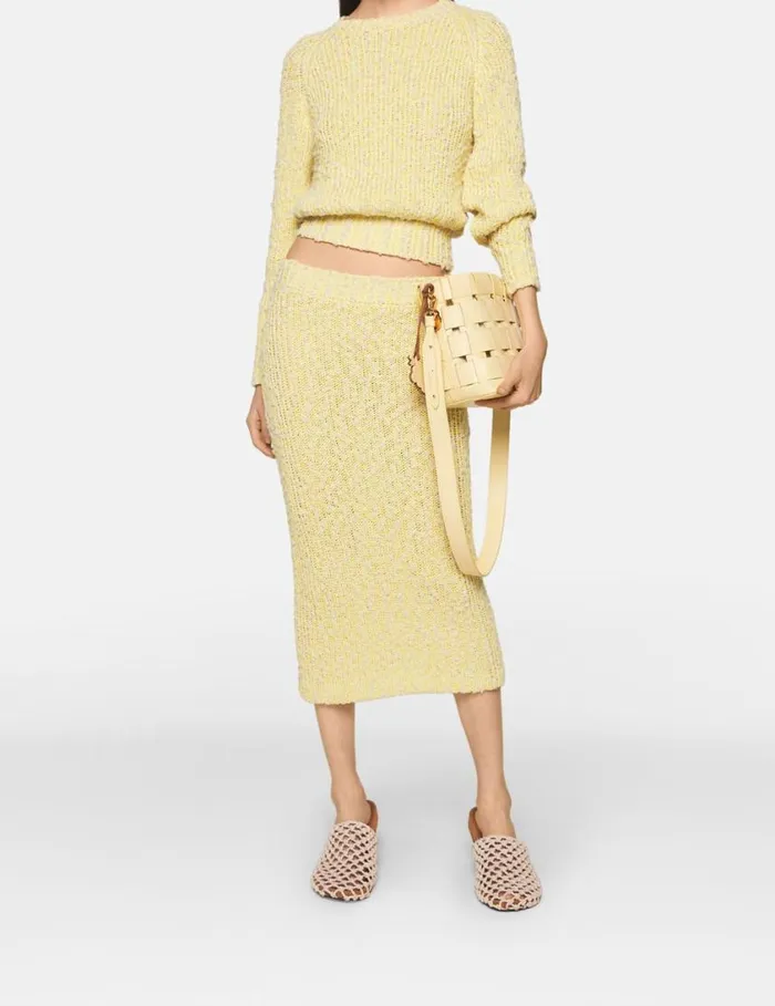 Women Textured Cotton Knit Crewneck Jumper Lemon Yellow Stella McCartney Knitwear Women Textured Cotton Knit Crewneck Jumper Lemon Yellow Stella McCartney Knitwear