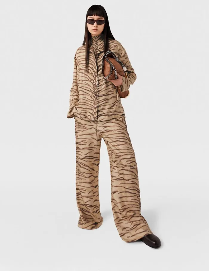 Women Tiger Print WideSleeve Shirt Natural Tiger Print Stella McCartney Shirts And Tops Women Tiger Print WideSleeve Shirt Natural Tiger Print Stella McCartney Shirts And Tops