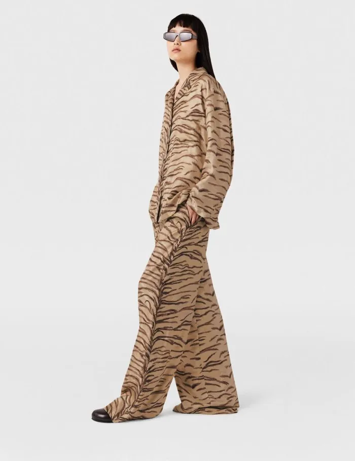 Women Tiger Print WideSleeve Shirt Natural Tiger Print Stella McCartney Shirts And Tops Women Tiger Print WideSleeve Shirt Natural Tiger Print Stella McCartney Shirts And Tops