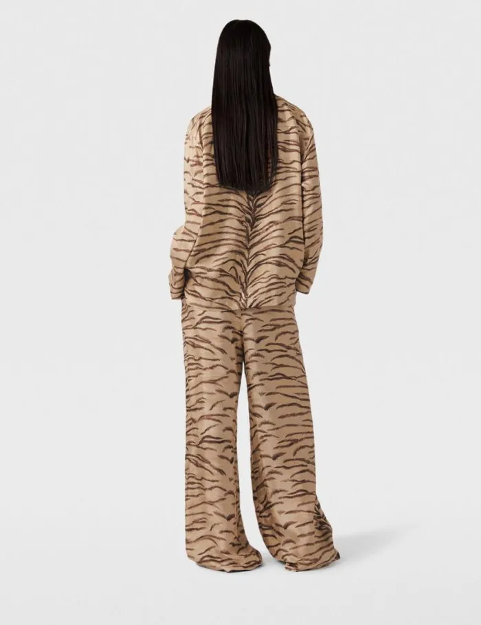 Women Tiger Print WideSleeve Shirt Natural Tiger Print Stella McCartney Shirts And Tops Women Tiger Print WideSleeve Shirt Natural Tiger Print Stella McCartney Shirts And Tops