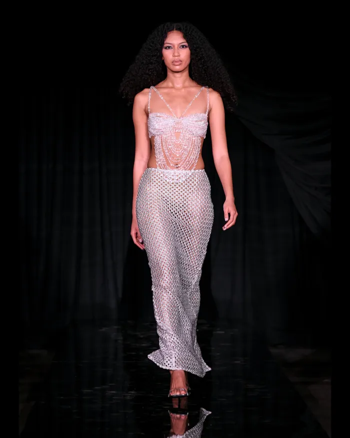 Women Tops and Bodysuits PatBO HandBeaded Bralette RUNWAY Clear