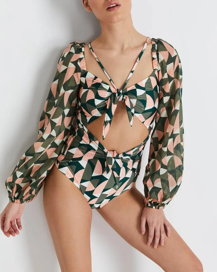 Women Tops and Bodysuits PatBO Plitka Cutout Bodysuit FINAL SALE Olive