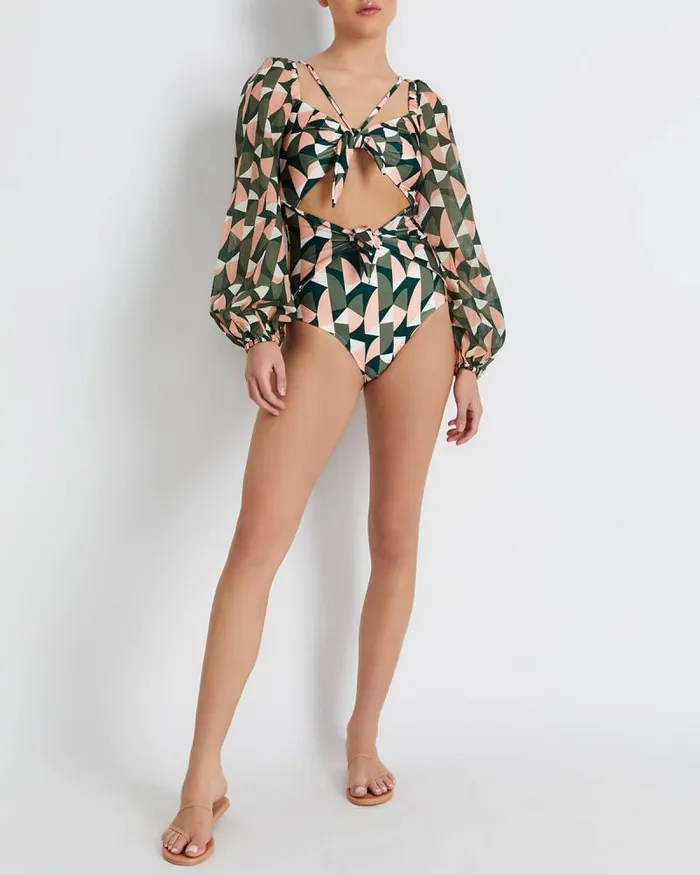 Women Tops and Bodysuits PatBO Plitka Cutout Bodysuit FINAL SALE Olive