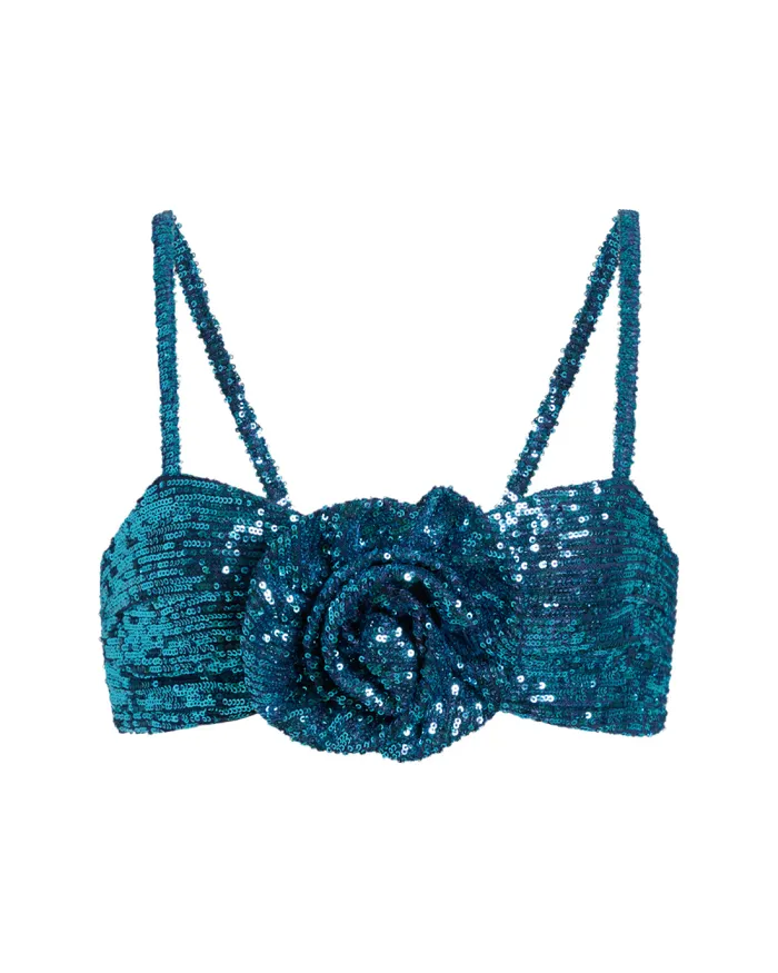 Women Tops and Bodysuits PatBO ROSETTE SEQUIN BRALETTE TOP FINAL SALE High Tide
