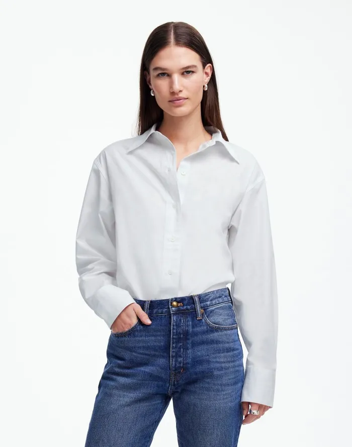 Women Tops and Shirts Madewell Alexa Chung For Madewell Poplin ButtonUp Shirt Eyelet White
