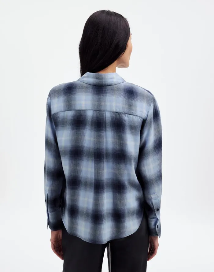 Women Tops and Shirts Madewell Easy YNeck ButtonUp Shirt Deep Indigo
