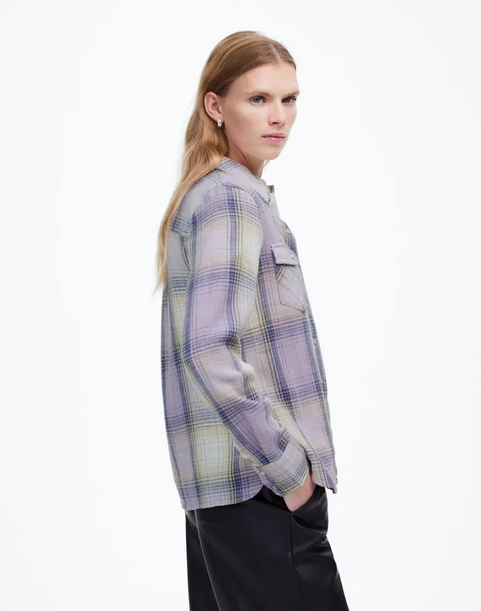 Women Tops and Shirts Madewell Flannel SnapFront Shirt In Plaid Soft Orchid