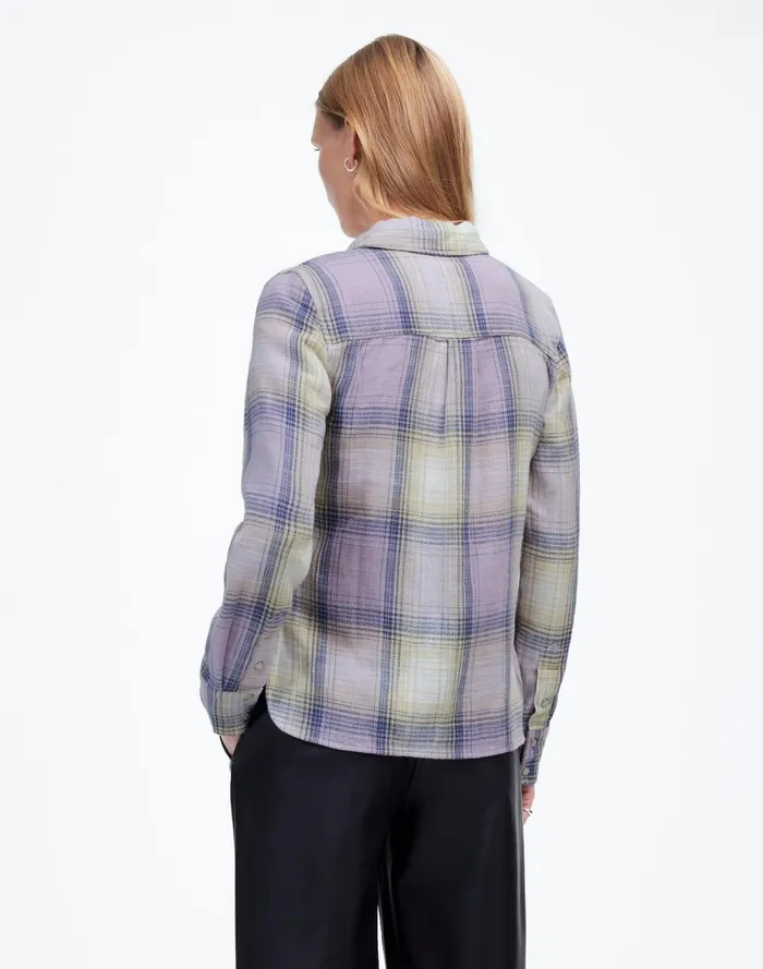 Women Tops and Shirts Madewell Flannel SnapFront Shirt In Plaid Soft Orchid