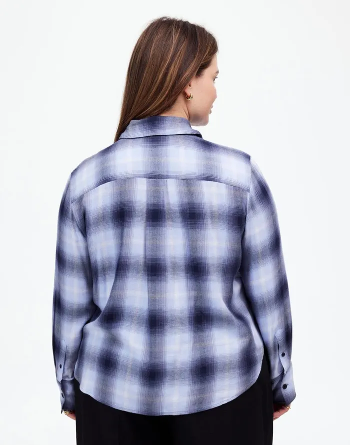 Women Tops and Shirts Madewell Plus Easy YNeck ButtonUp Shirt Deep Indigo