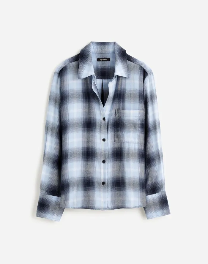 Women Tops and Shirts Madewell Plus Easy YNeck ButtonUp Shirt Deep Indigo