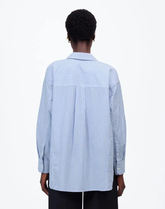 Women Tops and Shirts Madewell Poplin SidePanel Shirt Dbl Weave Blue And White St
