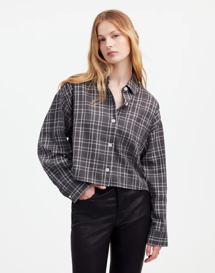 Women Tops and Shirts Madewell StraightHem Shirt Hthr Medium Grey