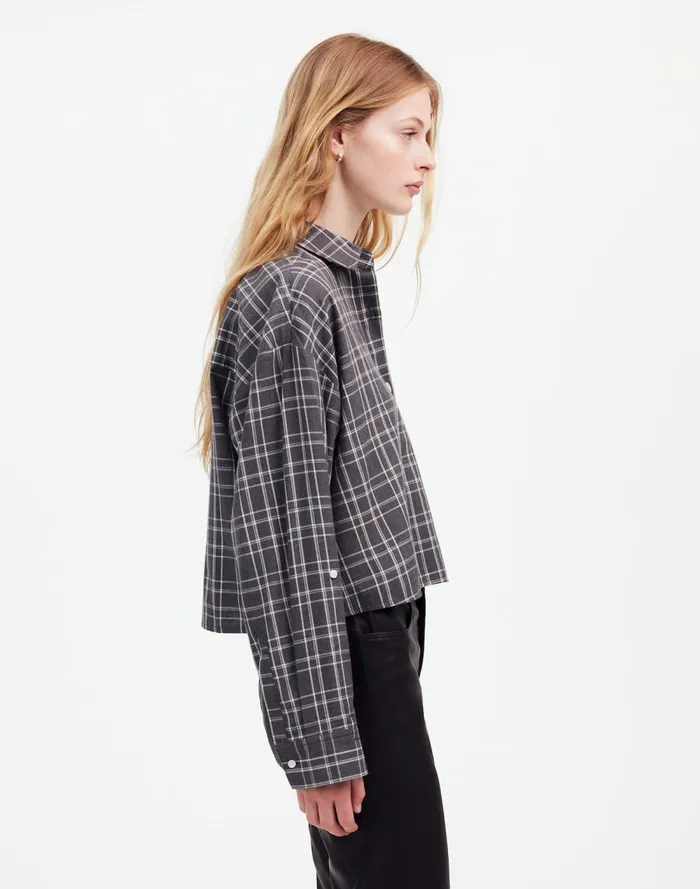 Women Tops and Shirts Madewell StraightHem Shirt Hthr Medium Grey