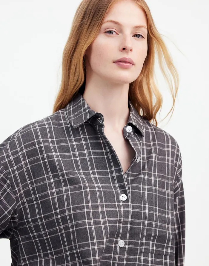 Women Tops and Shirts Madewell StraightHem Shirt Hthr Medium Grey