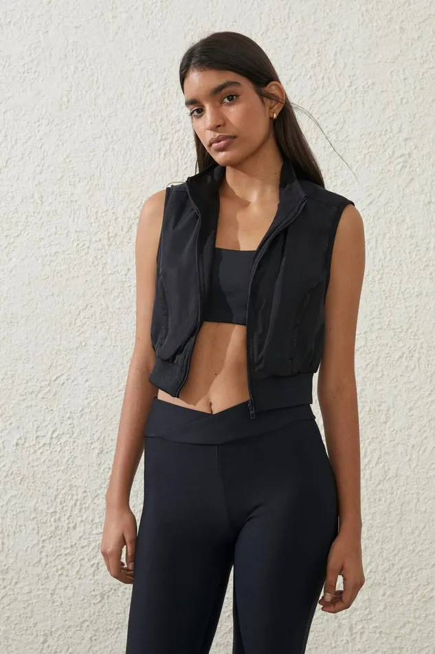 Women Tops and Tanks Cotton On Reversible Lightweight Cropped Vest Black