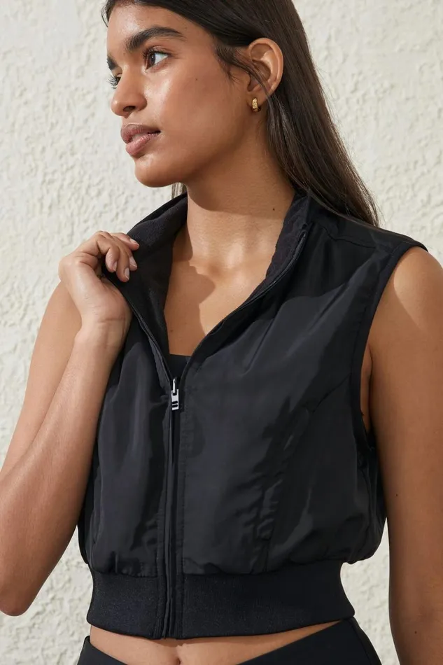 Women Tops and Tanks Cotton On Reversible Lightweight Cropped Vest Black
