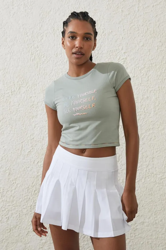 Women Tops Cotton On Active Fitted Graphic Tshirt Green Cloudlcn Amber Vittoria