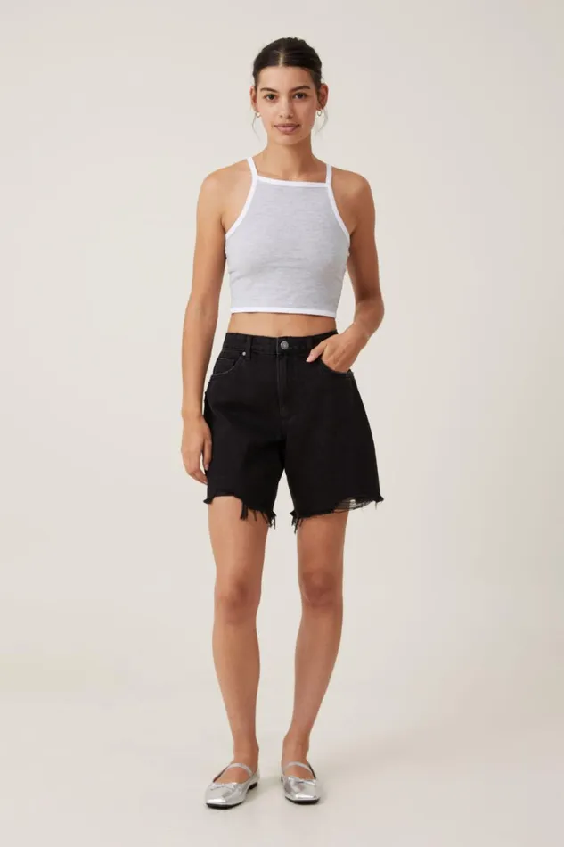 Women Tops Cotton On Billi High Neck Tank Grey Marle
