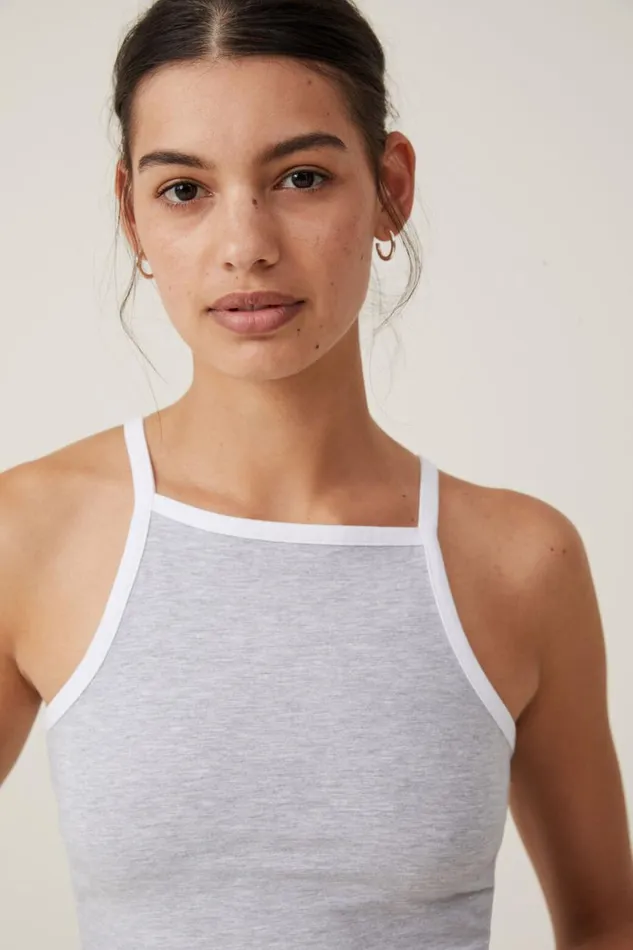 Women Tops Cotton On Billi High Neck Tank Grey Marle