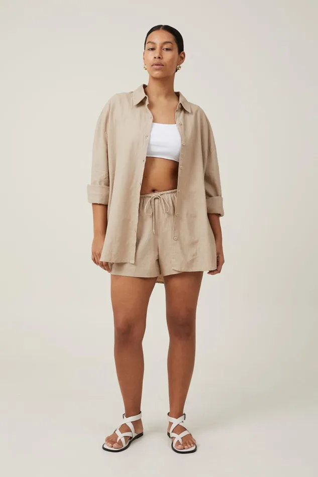 Women Tops Cotton On Haven Long Sleeve Shirt Mid Taupe