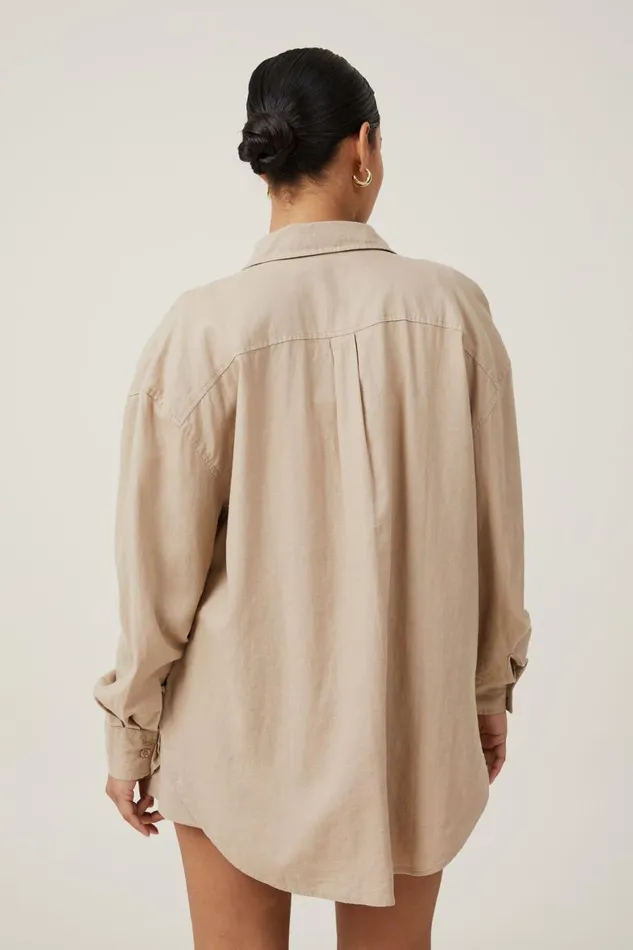 Women Tops Cotton On Haven Long Sleeve Shirt Mid Taupe