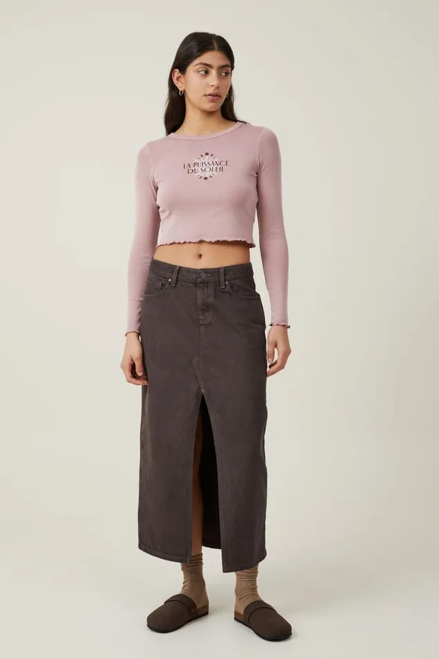Women Tops Cotton On Longlseeve Lettuce Graphic Tee La Puissance Du Soleildusty Rose