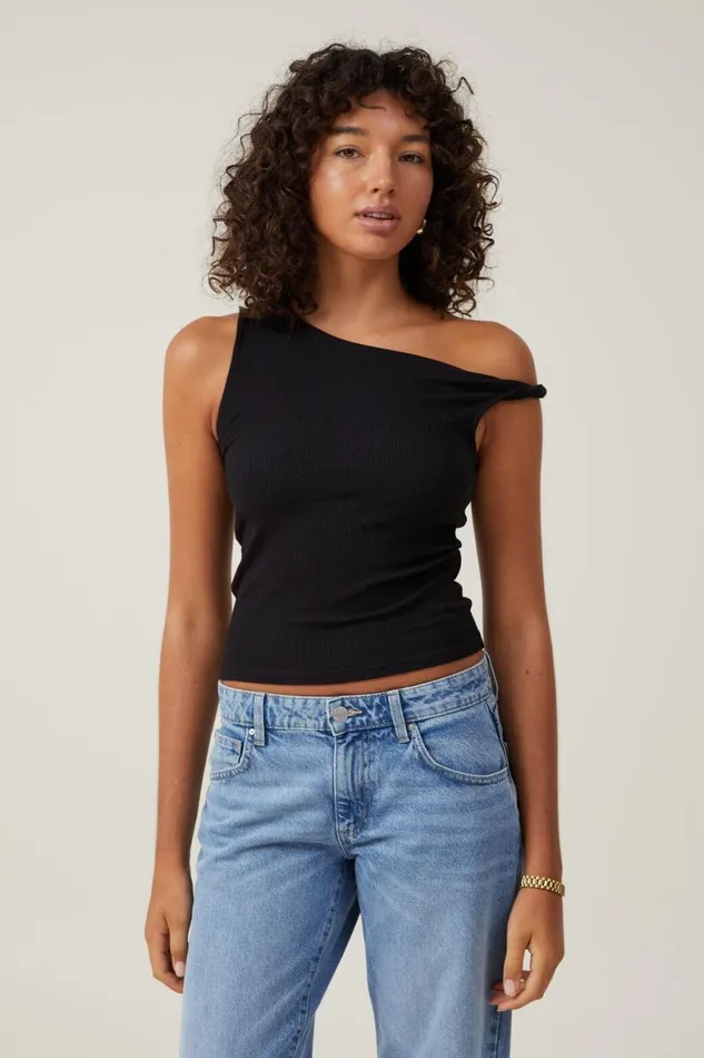 Women Tops Cotton On Margot Off The Shoulder Tank Black