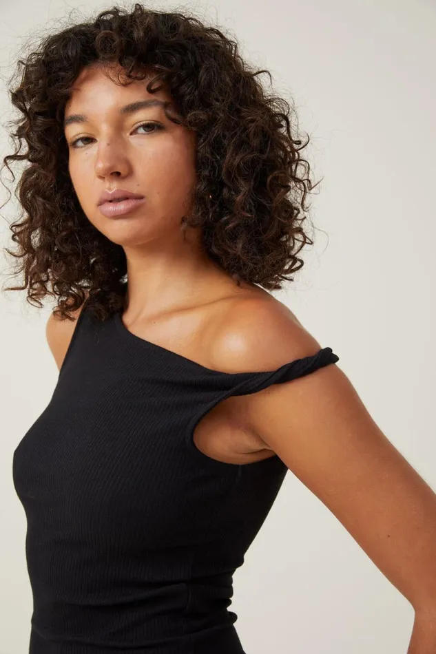 Women Tops Cotton On Margot Off The Shoulder Tank Black