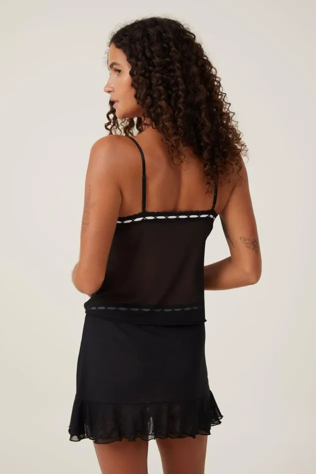 Women Tops Cotton On Mesh Cami Black