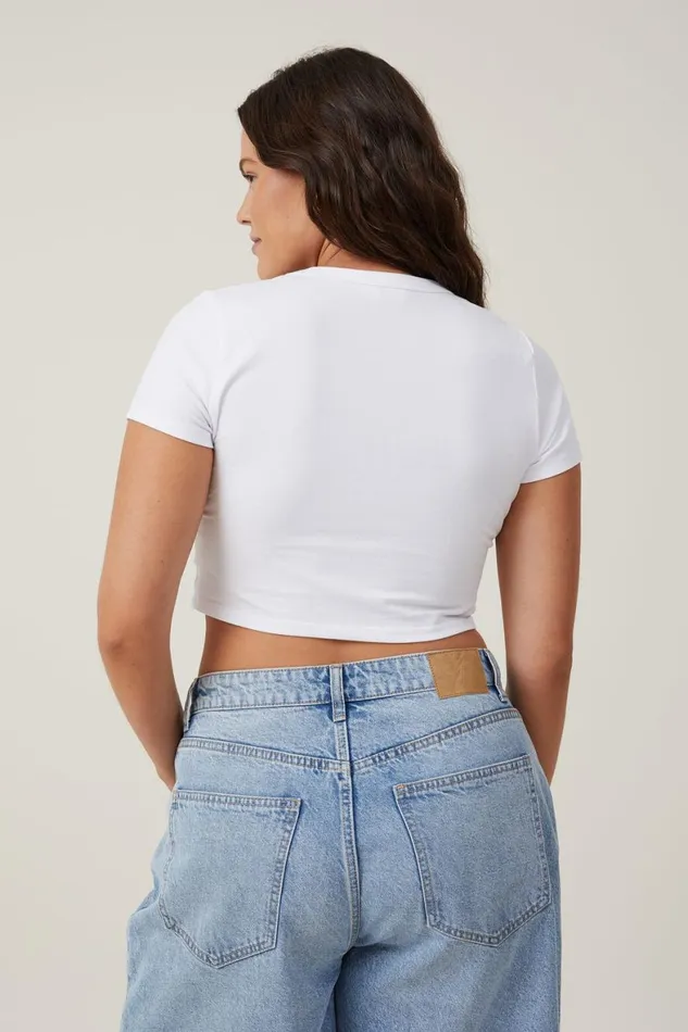 Women Tops Cotton On Micro Crop Tee White