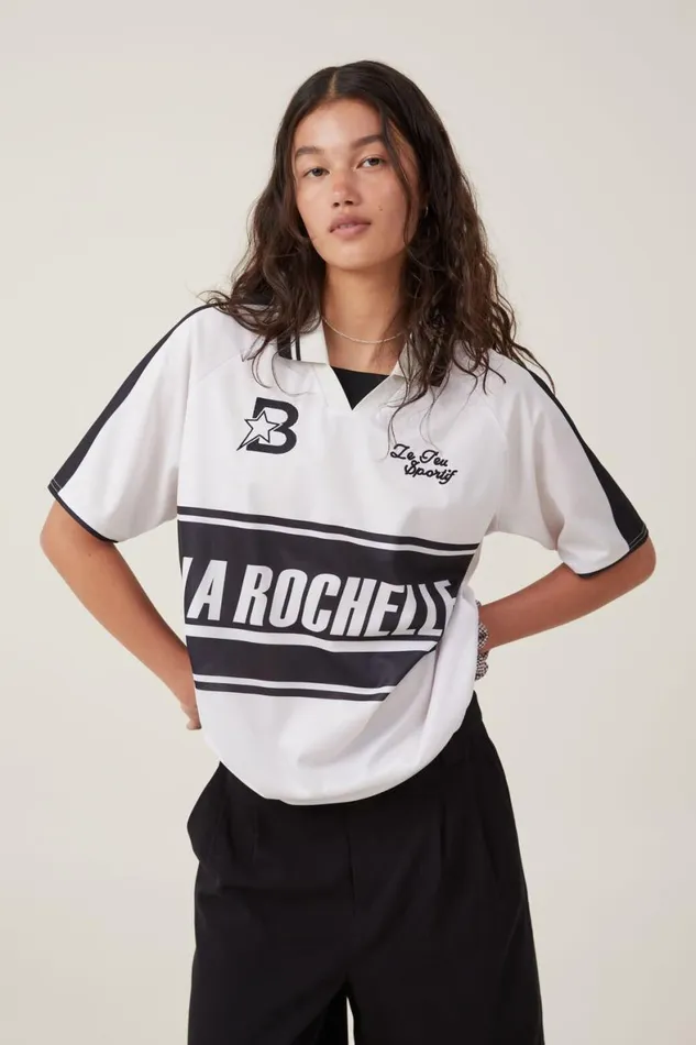 Women Tops Cotton On Oversized Rugby Raglan Tee 92stone