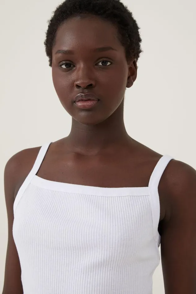 Women Tops Cotton On Rory Straight Neck Cami White