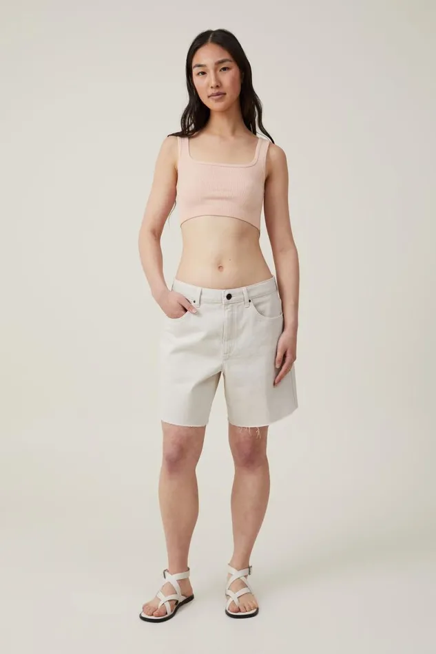 Women Tops Cotton On Seamless Abbie Micro Crop Tank Chalk Pink