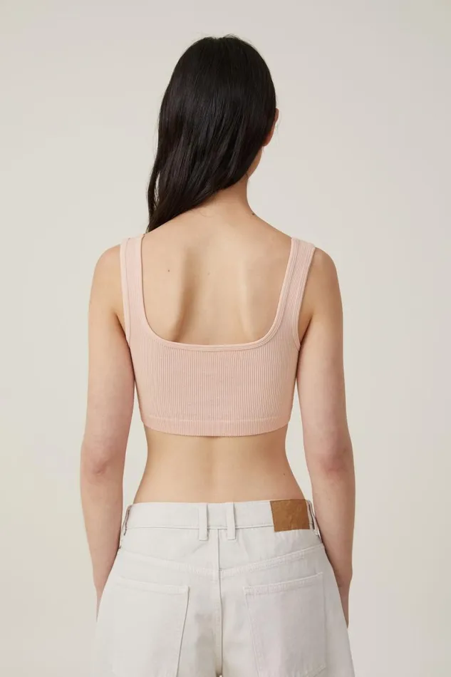 Women Tops Cotton On Seamless Abbie Micro Crop Tank Chalk Pink