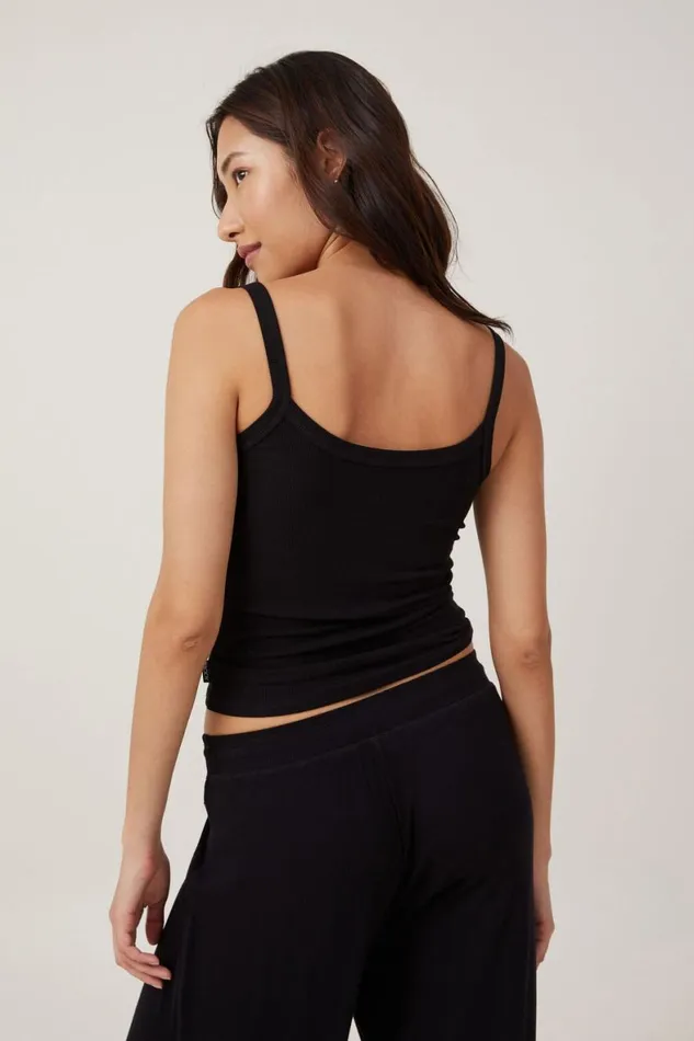 Women Tops Cotton On Sleep Recovery Scoop Neck Singlet True Black