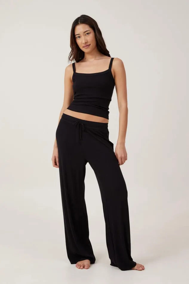 Women Tops Cotton On Sleep Recovery Scoop Neck Singlet True Black