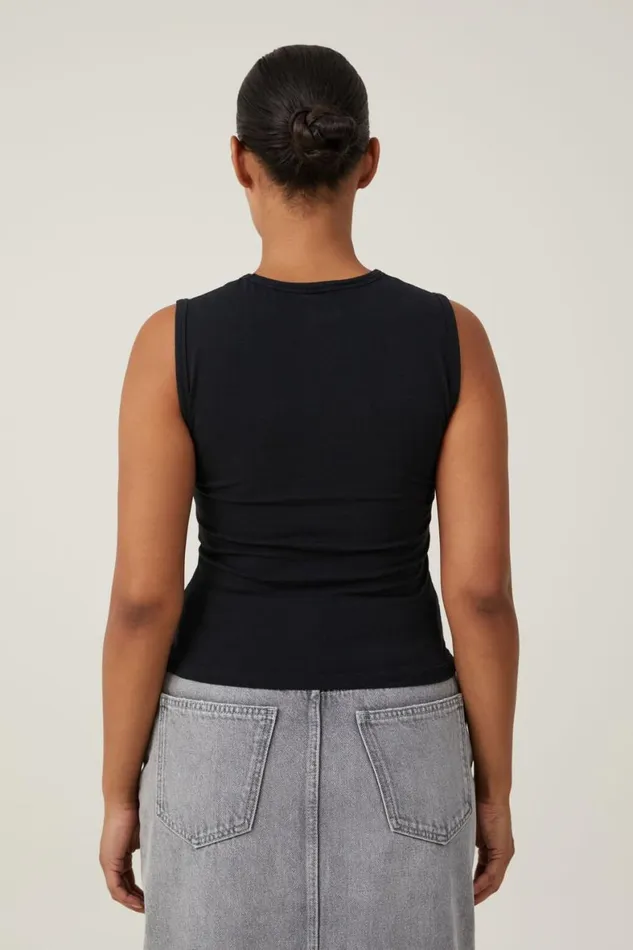 Women Tops Cotton On The One Basic High Neck Tank Black