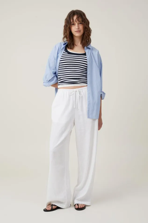Women Tops Cotton On The One Basic Scoop Neck Cami Cara Stripe Whiteink Navy