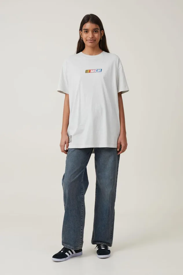 Women Tops Cotton On The Oversized Graphic License Tee Lcn Ncr Nascar Patchessmoke