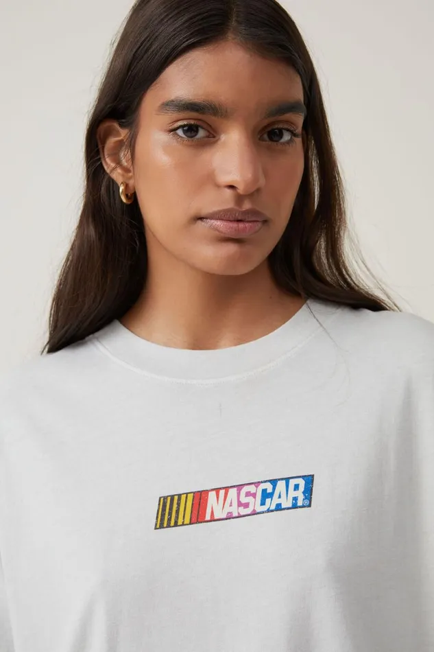 Women Tops Cotton On The Oversized Graphic License Tee Lcn Ncr Nascar Patchessmoke