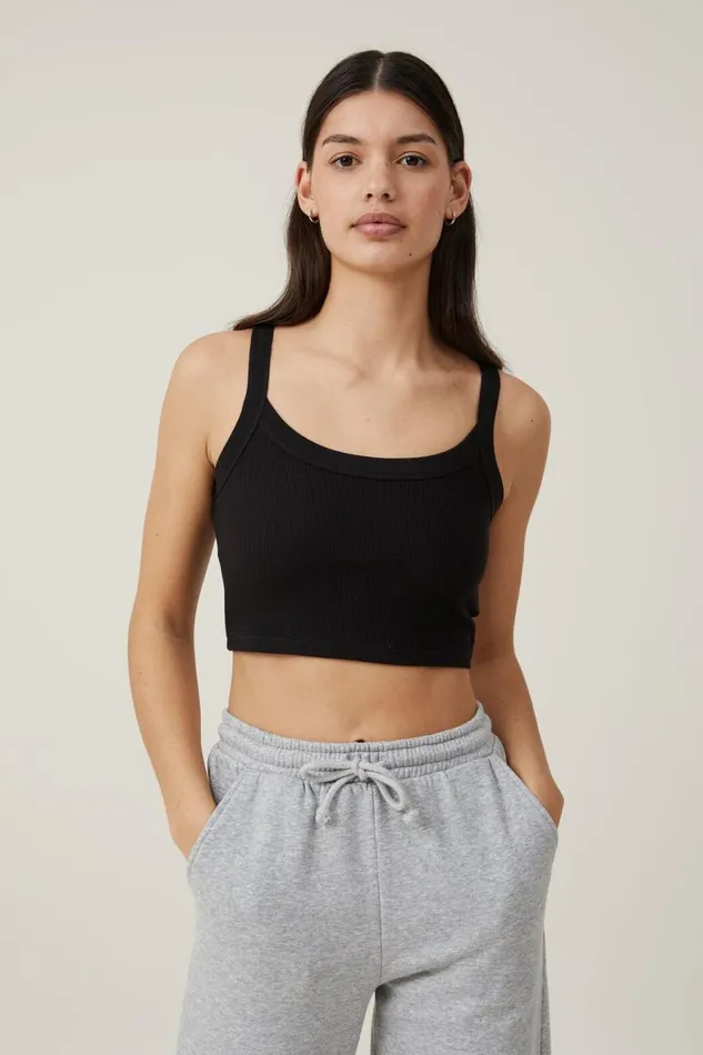 Women Tops Cotton On Willa Waffle Cami Black