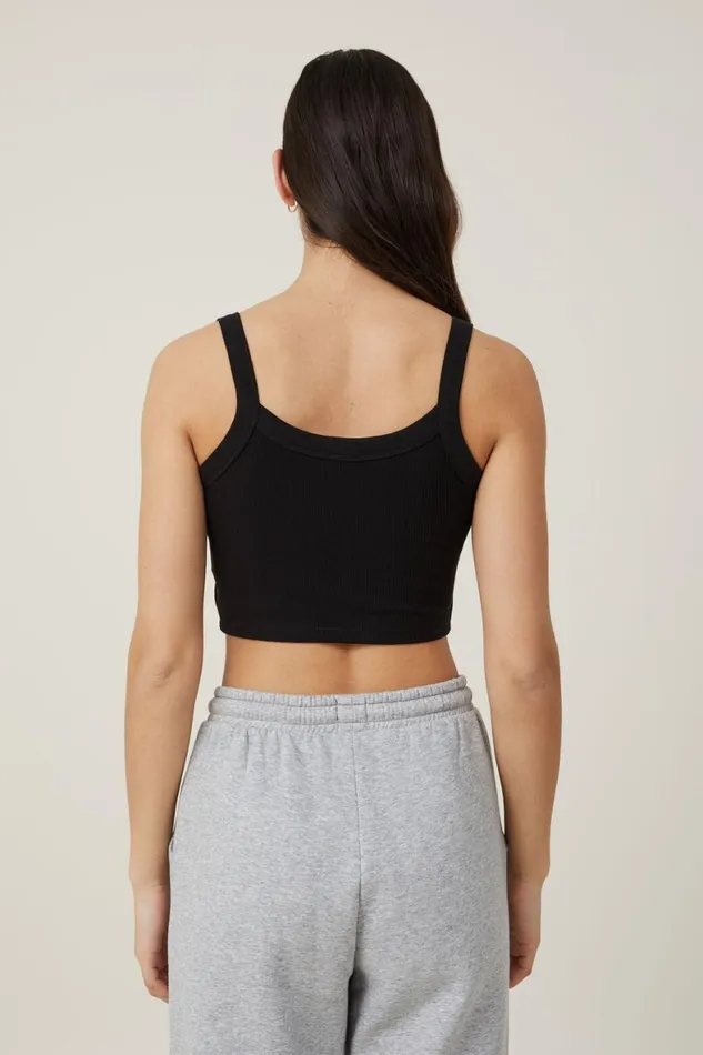 Women Tops Cotton On Willa Waffle Cami Black