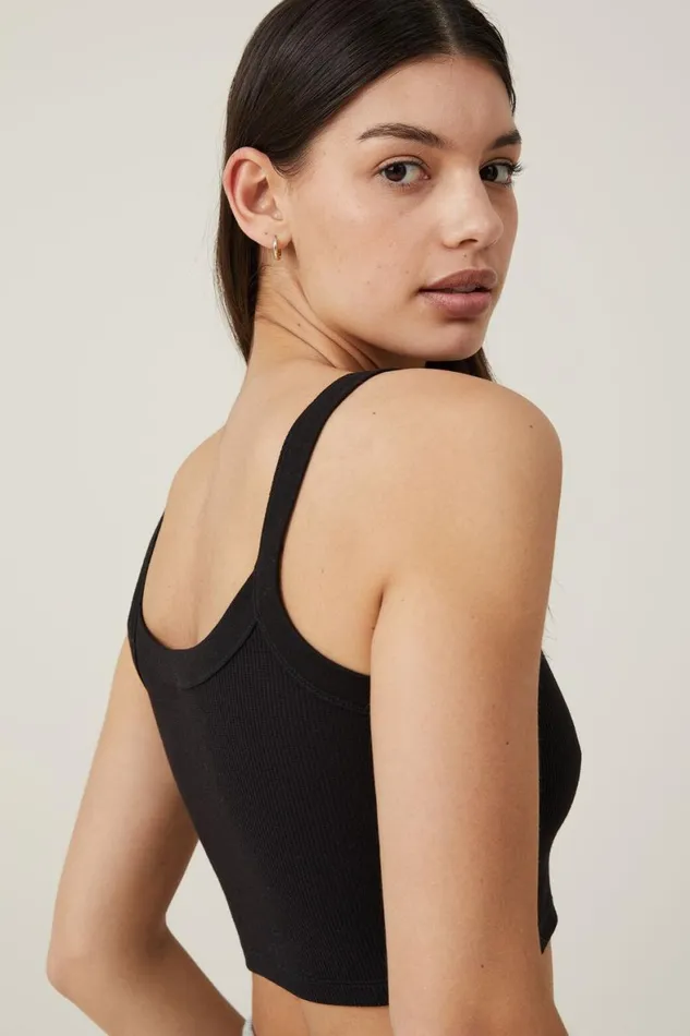 Women Tops Cotton On Willa Waffle Cami Black