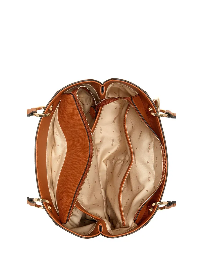 Women Tote Bags GUESS Cognac Noelle Small Noel Tote Bag